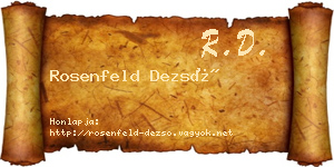 Rosenfeld Dezső névjegykártya